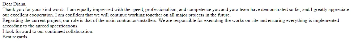 high praise from our client high praise from our client